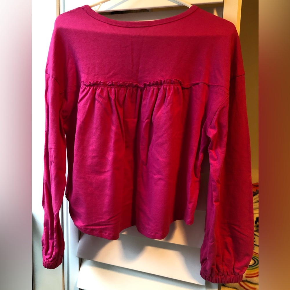 Hot pink NWT French Terry Bubble Sleeve Knit Top - Picture 4 of 7